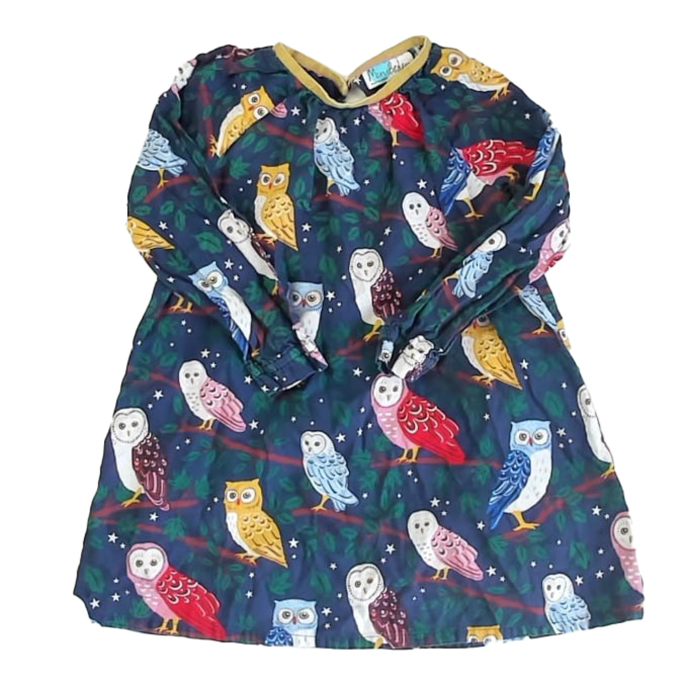 Boden Girls Blue Owls Dress size: 4-5T